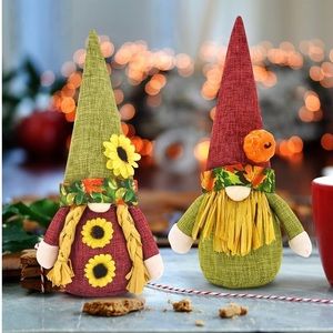 NWT 2 Gnomes Fall Halloween Thanksgiving Christmas Decorations